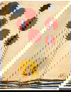 After Alexander Calder (American, 1898-1978): After Alexander Calder (American, 1898-1978), "Balloons", 1974, hand-woven fiber tapestry, with woven initials, dated '74, and numbered 52/100, Bon Art, publisher, and with their label verso reading "
