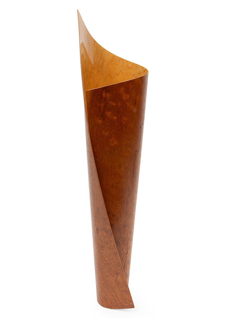 Contemporary Wood Vase: Contemporary Wood Vase, 2006, signed, made in Canada, Spanish cedar and maple, h. 28 in. Provenance: Michael W. Murphy, El Dorado, AR.