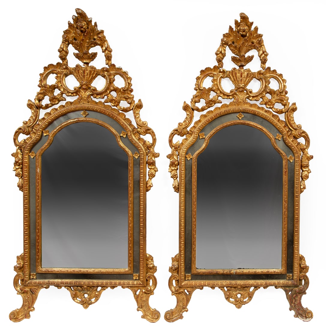 Pair of Regence-Style Carved Giltwood Mirrors (1 of 1)