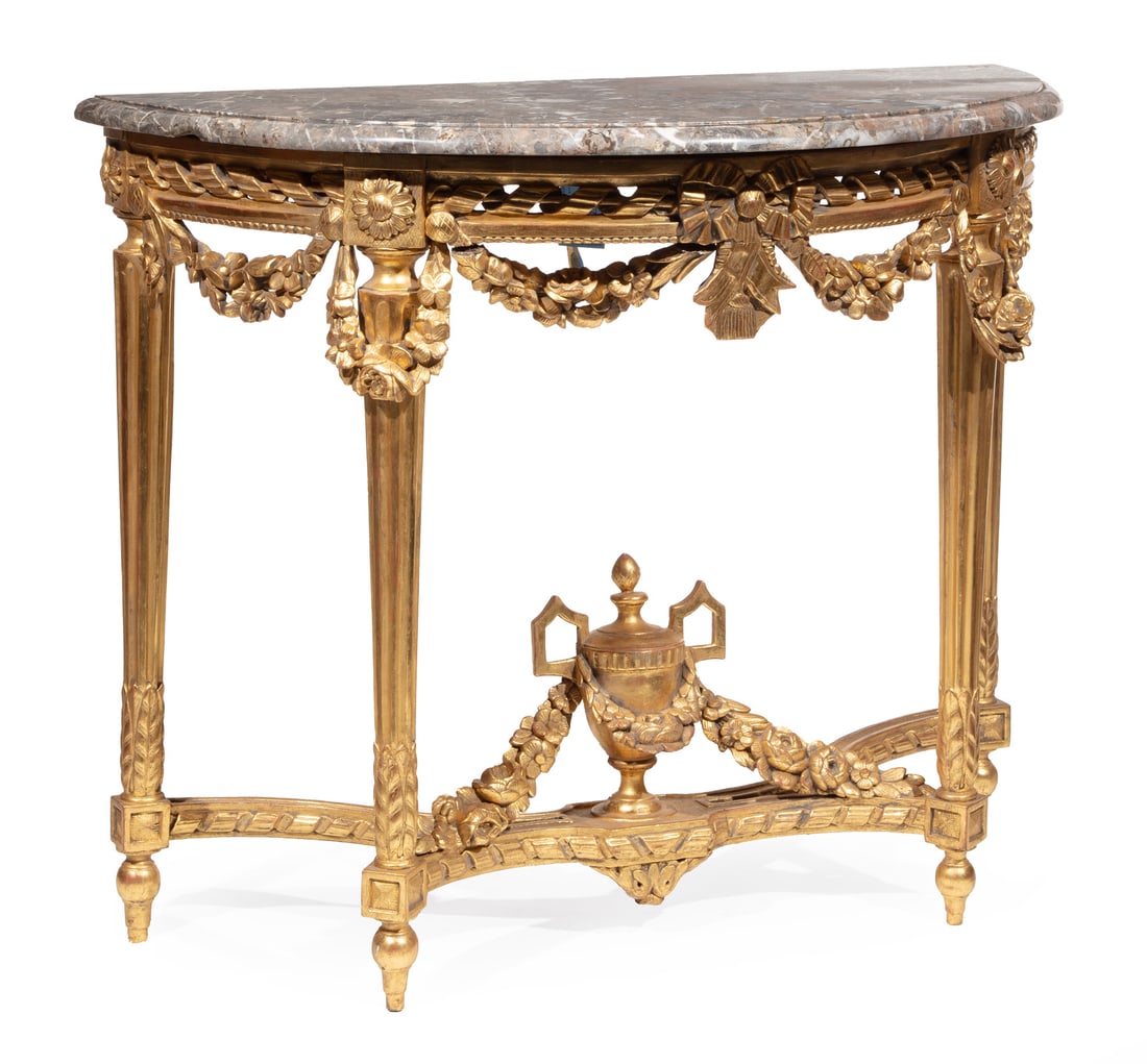 Louis XVI Carved Giltwood Demilune Console (1 of 5)