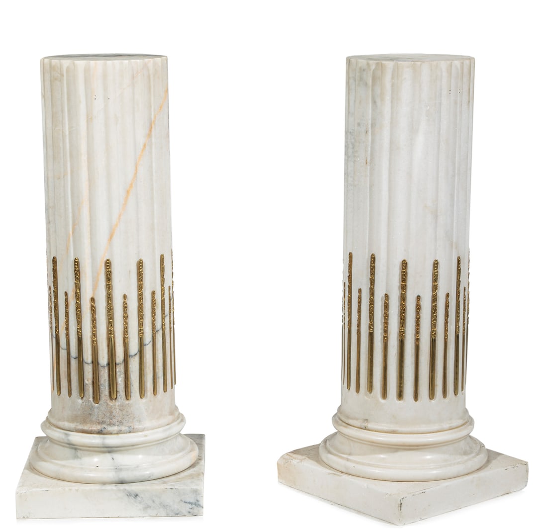 Pair French Bronze-Mounted Reeded Marble Columns (1 of 13)