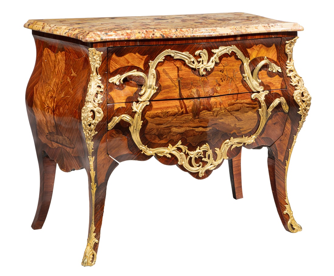 French Bronze-Mounted Kingwood Marquetry Commode (1 of 7)