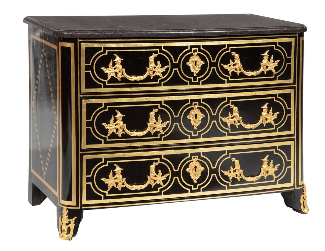 Bronze-Mounted Parcel Gilt and Ebonized Commode (1 of 4)
