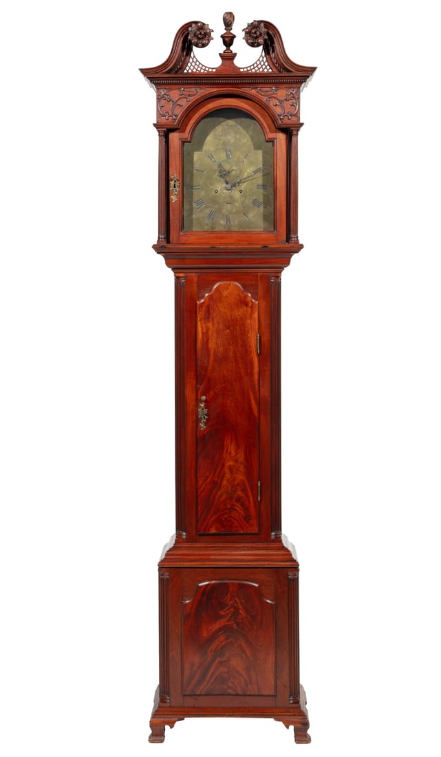 American Chippendale Mahogany Tall Case Clock (1 of 15)