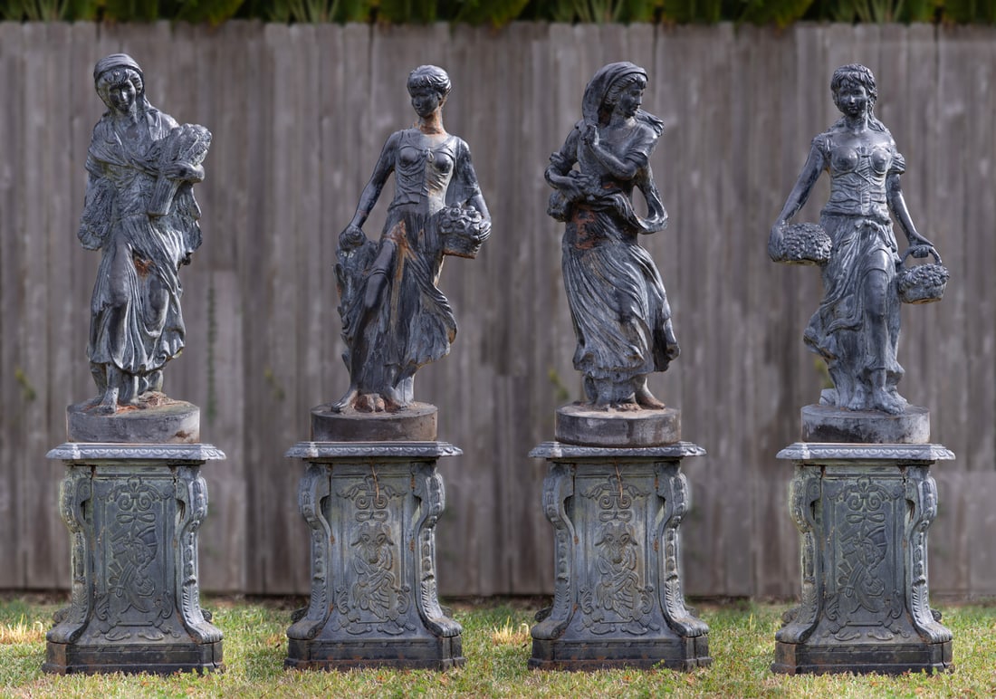 Four Cast Iron Garden Figures Of The Four Seasons Auction