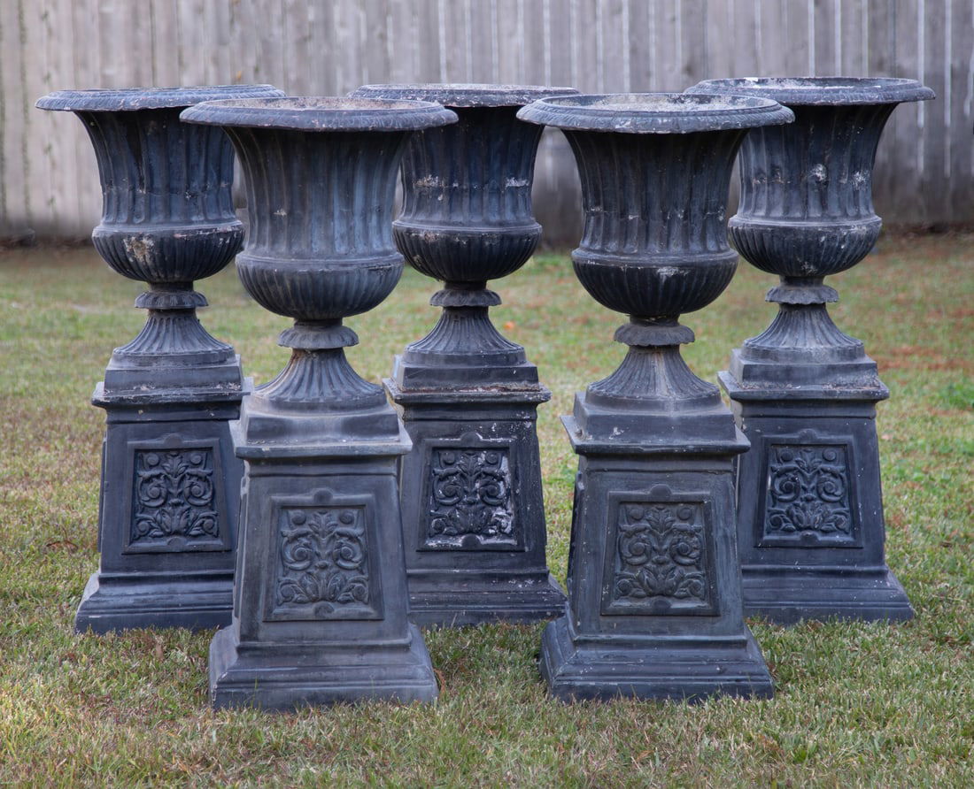 Set of Five Cast Metal Urns (1 of 2)