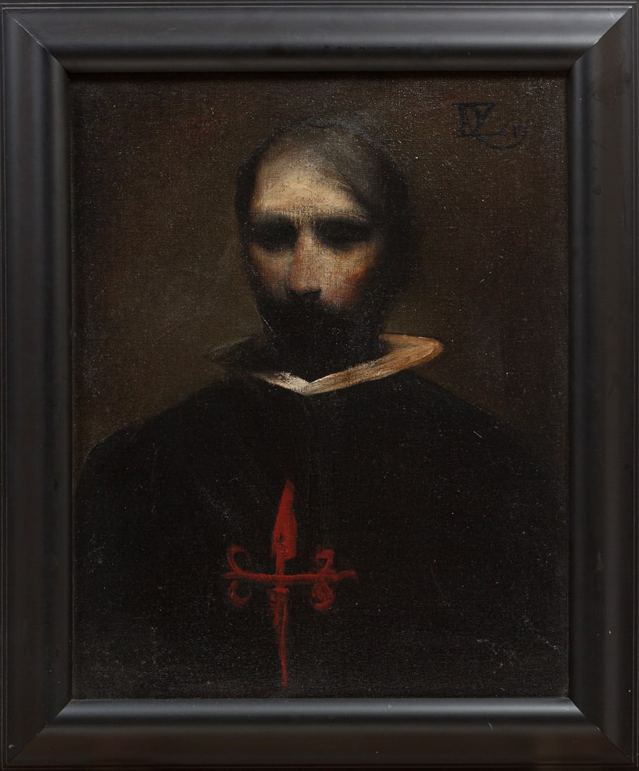 Ray Donley (American/Texas, b. 1950): Ray Donley (American/Texas, b. 1950), "Spanish Gentleman", 2002, oil on canvas, signed upper right, signed and dated en verso, 20 in. x 16 in., framed, overall 24 1/2 in. x 20 1/2 in. x 1 1/8 in. Prov