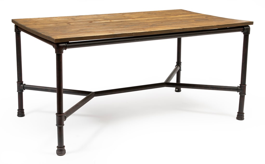 Modern Industrial-Style Metal, Wood Work Table (1 of 3)
