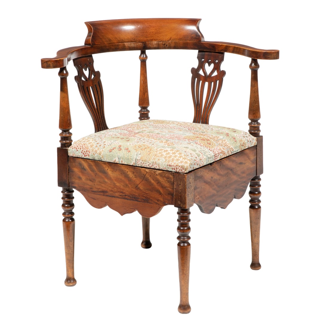 Georgian-Style Carved Mahogany Corner Chair (1 of 3)