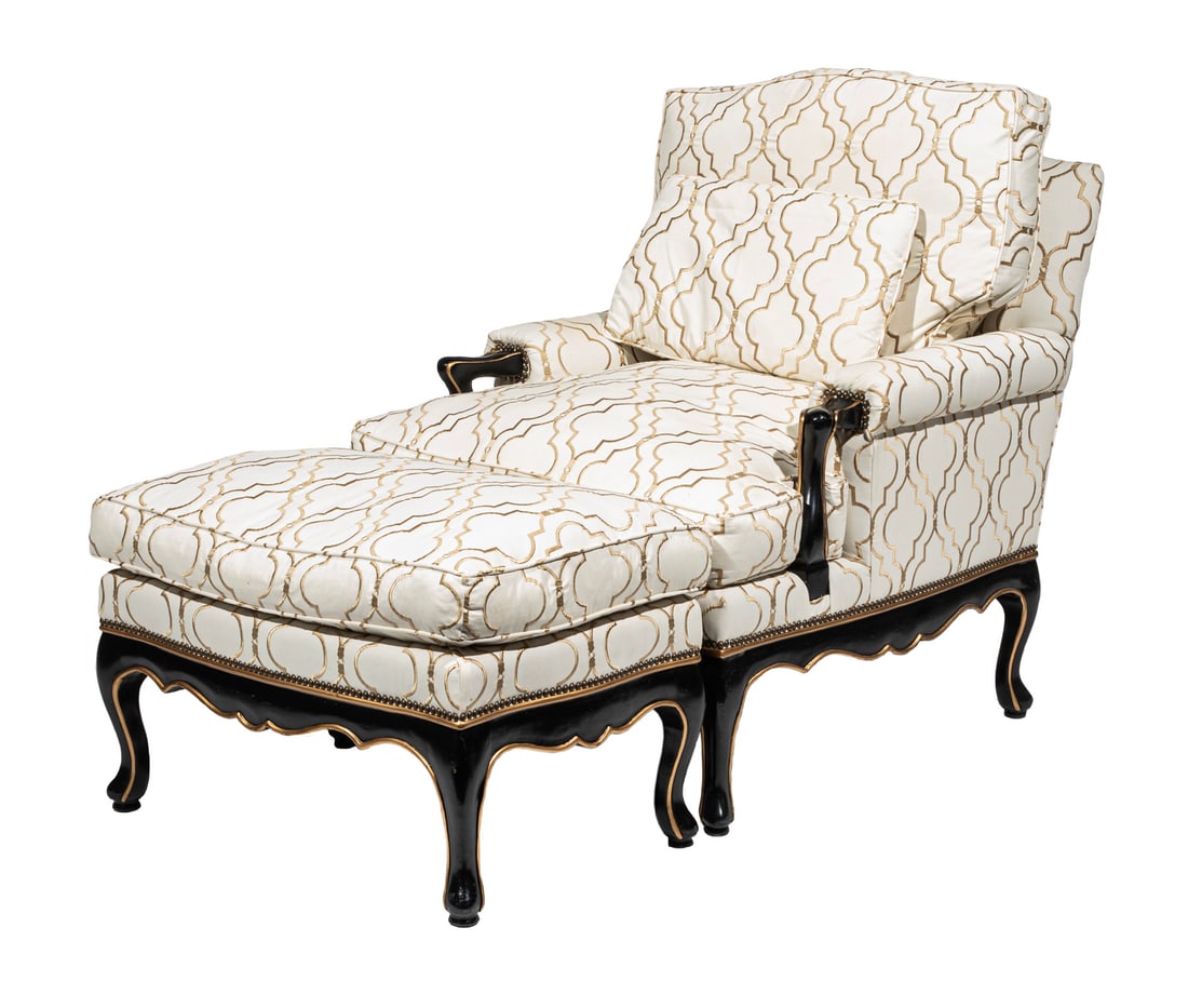 R.J. Victor Parcel Gilt, Painted Chaise Longue (1 of 3)