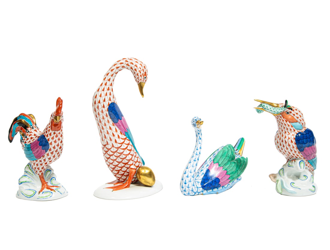 Group of Herend Fishnet Porcelain Figures (1 of 3)
