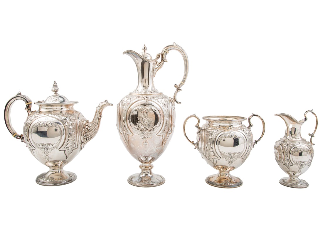 Silverplate Teapot, Hot Water Jug, Sugar & Creamer (1 of 7)