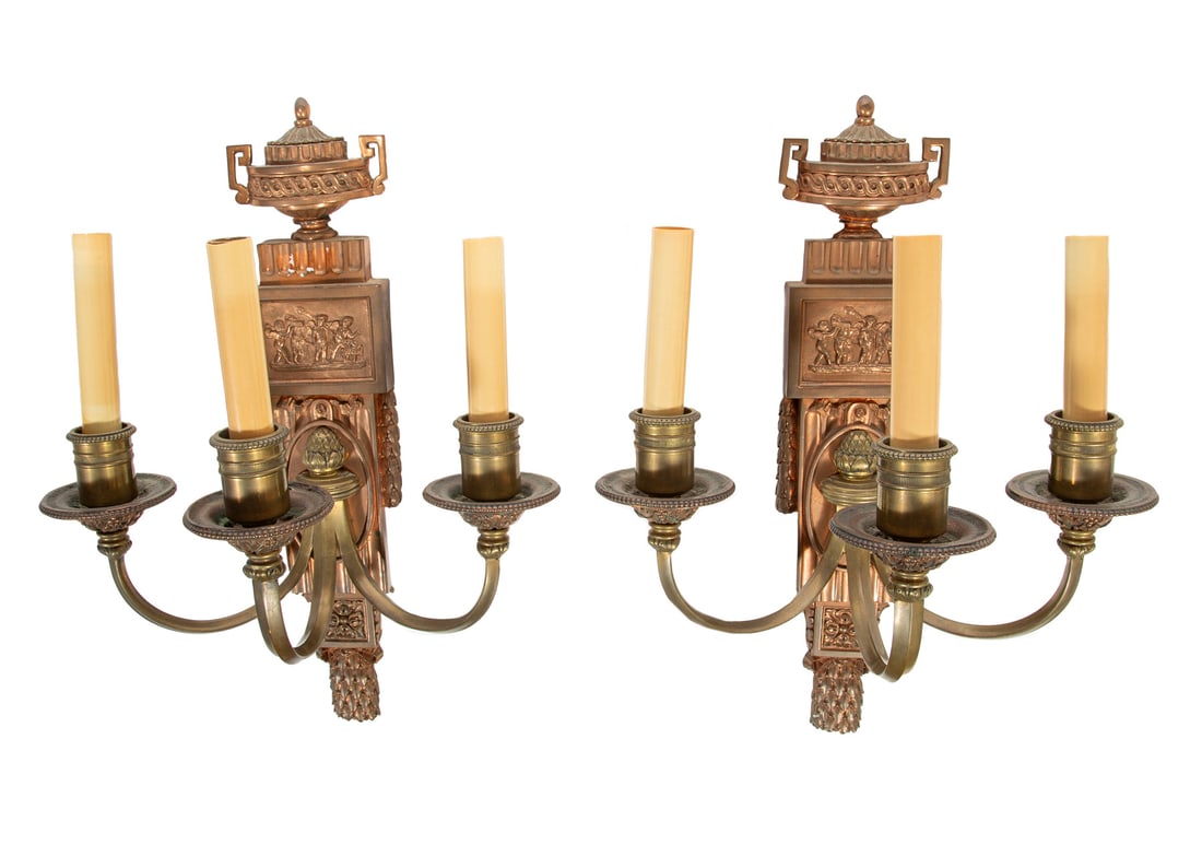 Neoclassical-Style Brass and Copper Sconces (1 of 2)