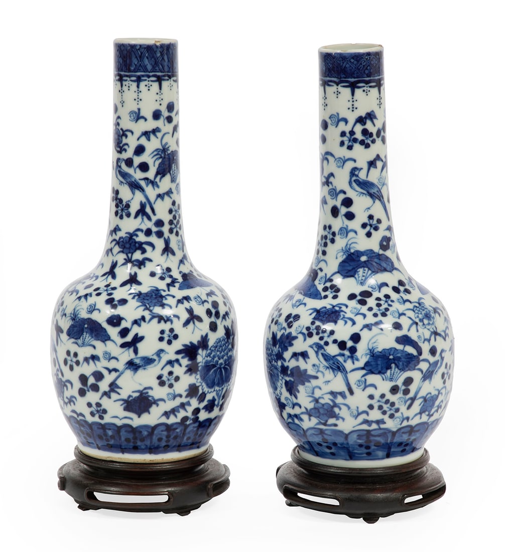 Chinese Blue and White Porcelain Bottle Vases (1 of 3)