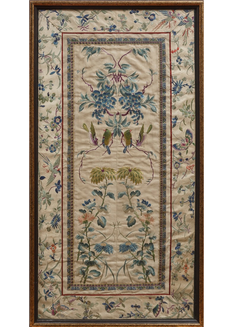 Chinese Embroidered Silk Double Panel (1 of 2)