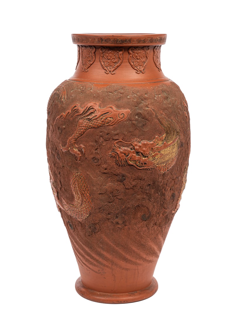 Large Japanese Tokonome Redware Pottery Vase (1 of 4)