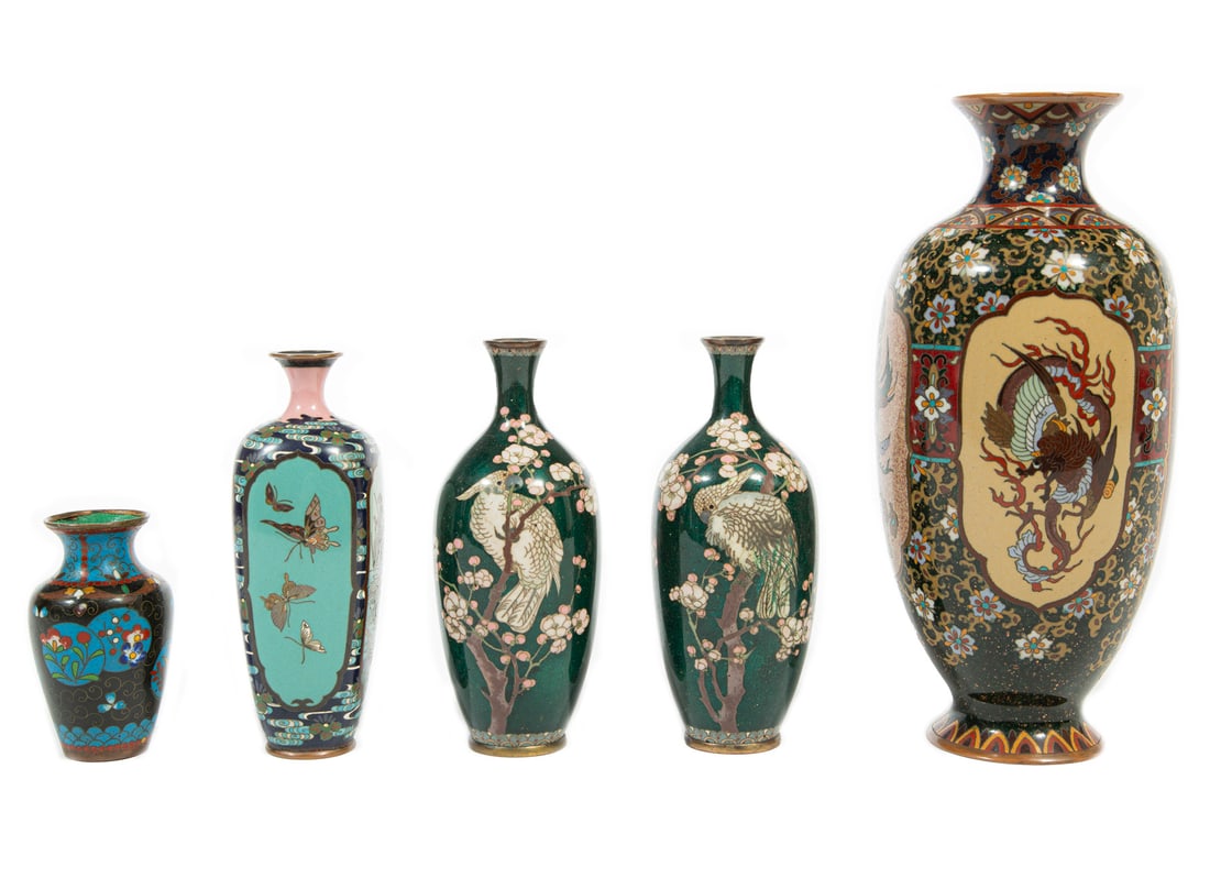 Four Japanese Cloisonne Vases (1 of 3)
