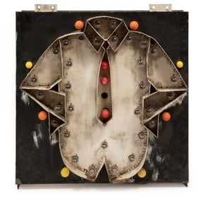 Shirt and Tie Metal Sign with Flashing Lights