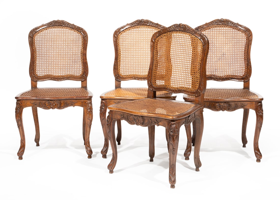 Set of Four Louis XV-Style Walnut Side Chairs (1 of 4)