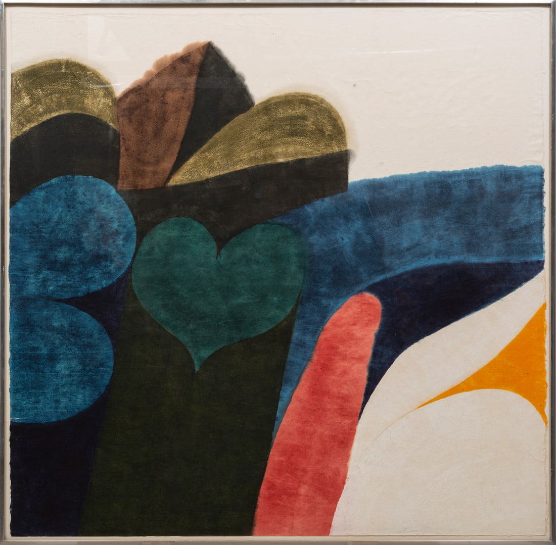 Carol Summers (American/New York, 1925-2016): Carol Summers (American/New York, 1925-2016), "Big Sur", color woodcut on paper, pencil-signed upper left, titled and numbered "56/75" center, "Property of SK&F U.S. Philadelphia" inventory label on b