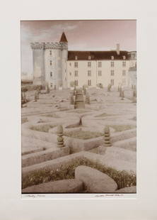 Sandra Russell Clark (American/Louisiana): Sandra Russell Clark (American/Louisiana, b. 1949), "Villandry, France", 1986/1987, hand-colored gelatin silver print from infrared film, signed lower right, titled lower left, from the Gardens of Ref