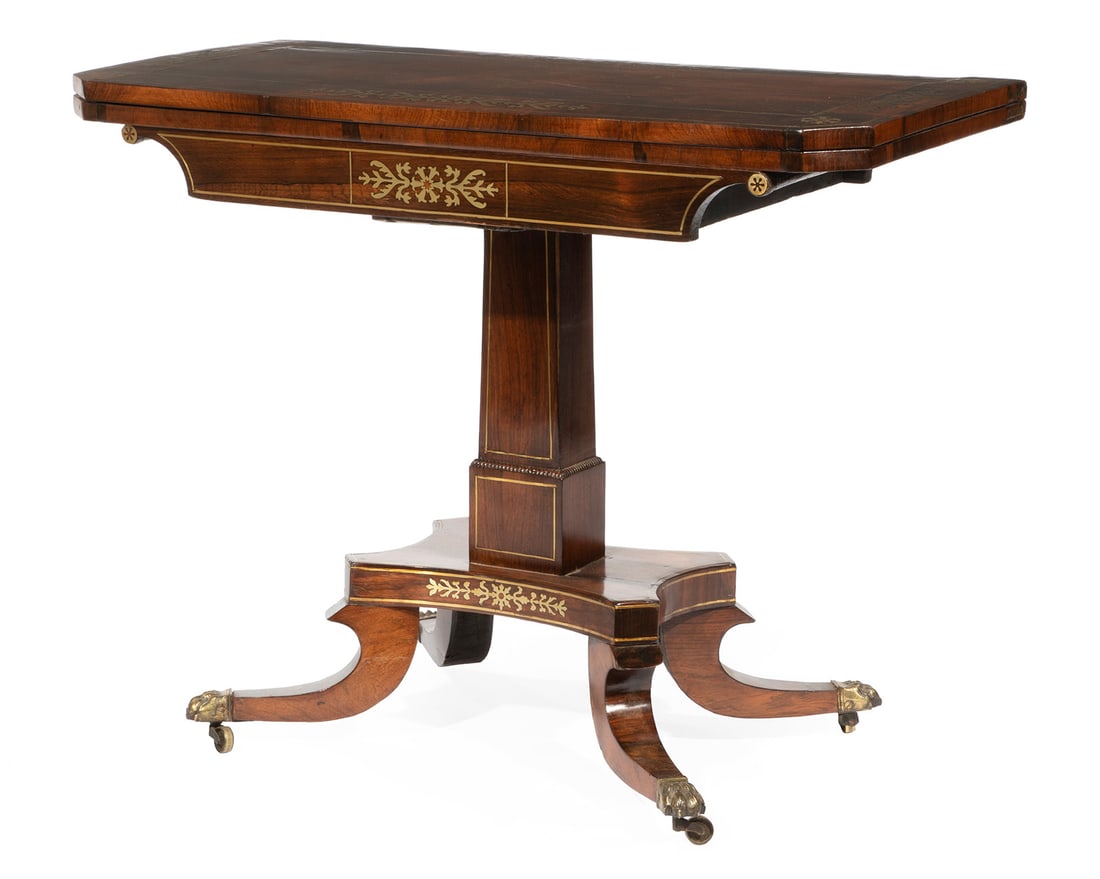 Regency Brass Inlaid Rosewood Games Table (1 of 17)