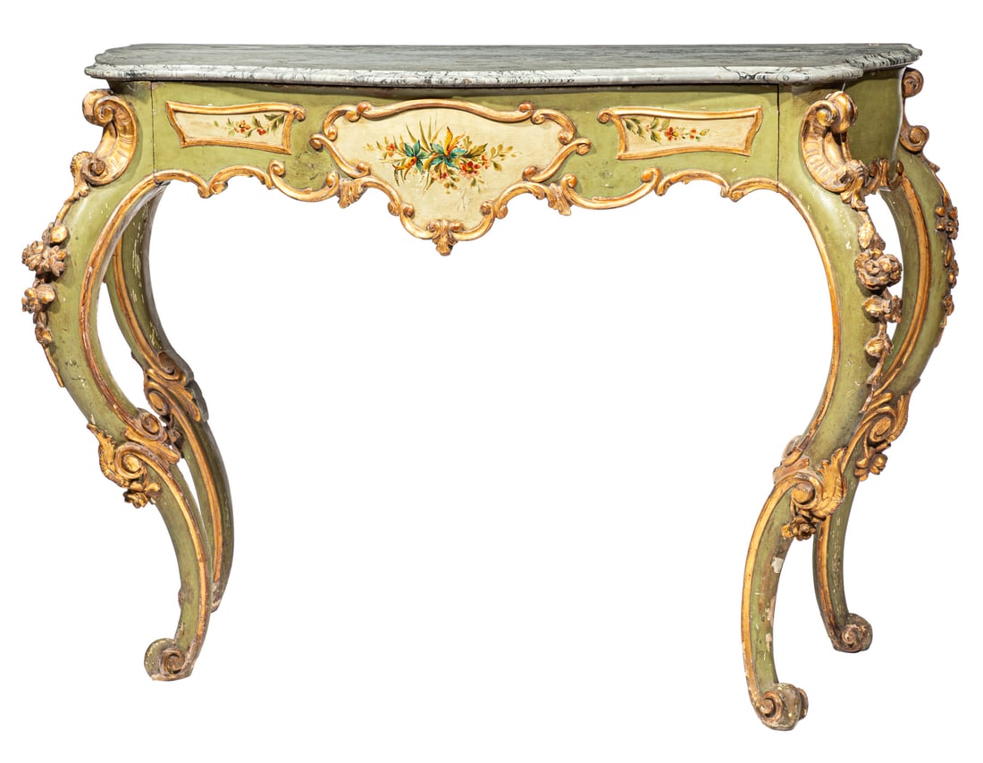 Rococo-Style Parcel Gilt and Painted Console (1 of 4)