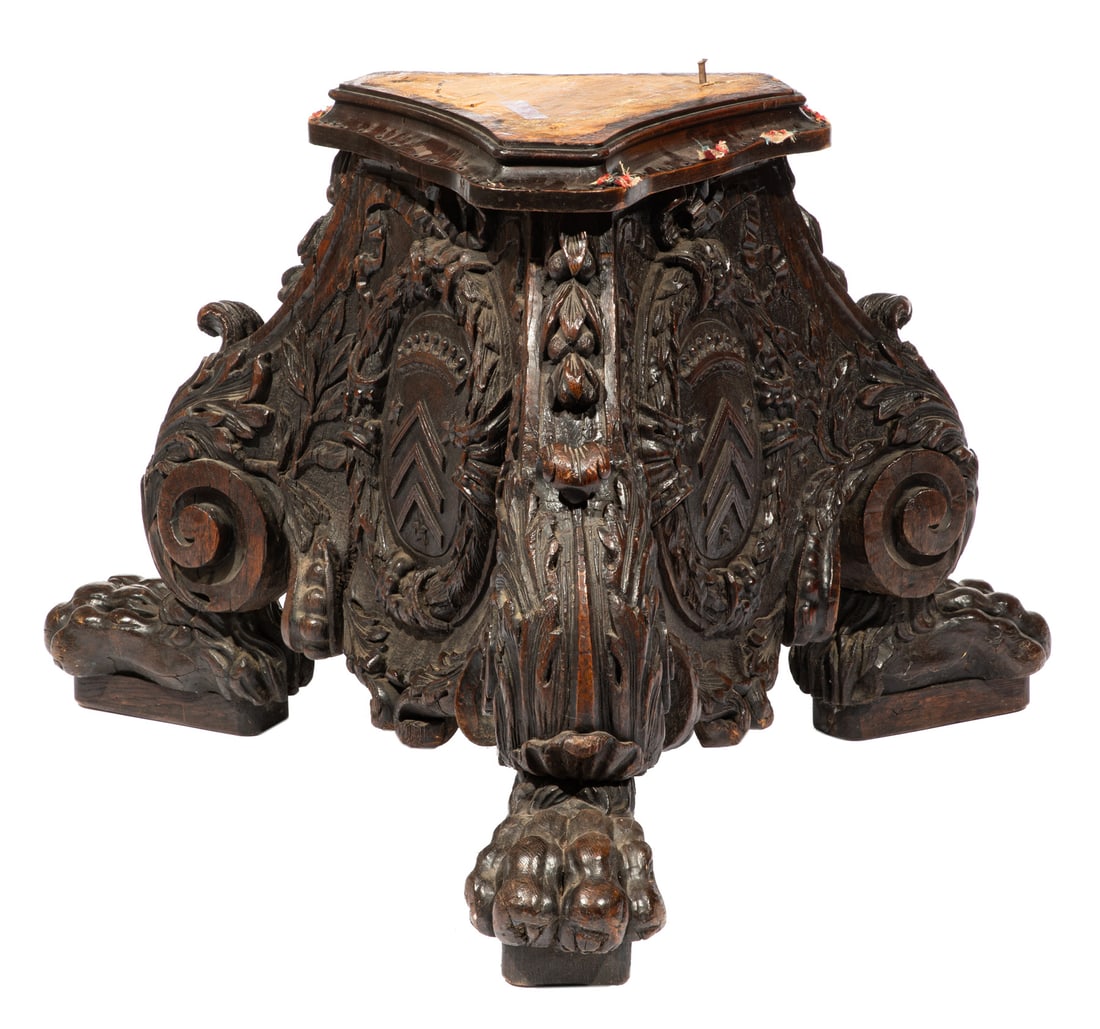 Continental Baroque Carved Oak Pedestal (1 of 3)