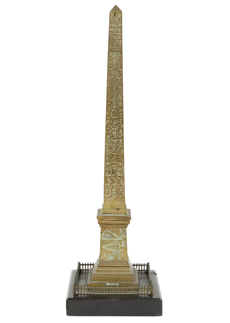Grand Tour Model of the Luxor Obelisk: Grand Tour Model of the Luxor Obelisk, 19th c., marble base, h. 14 3/4 in., w. 4 5/8 in., d. 4 5/8 in.
