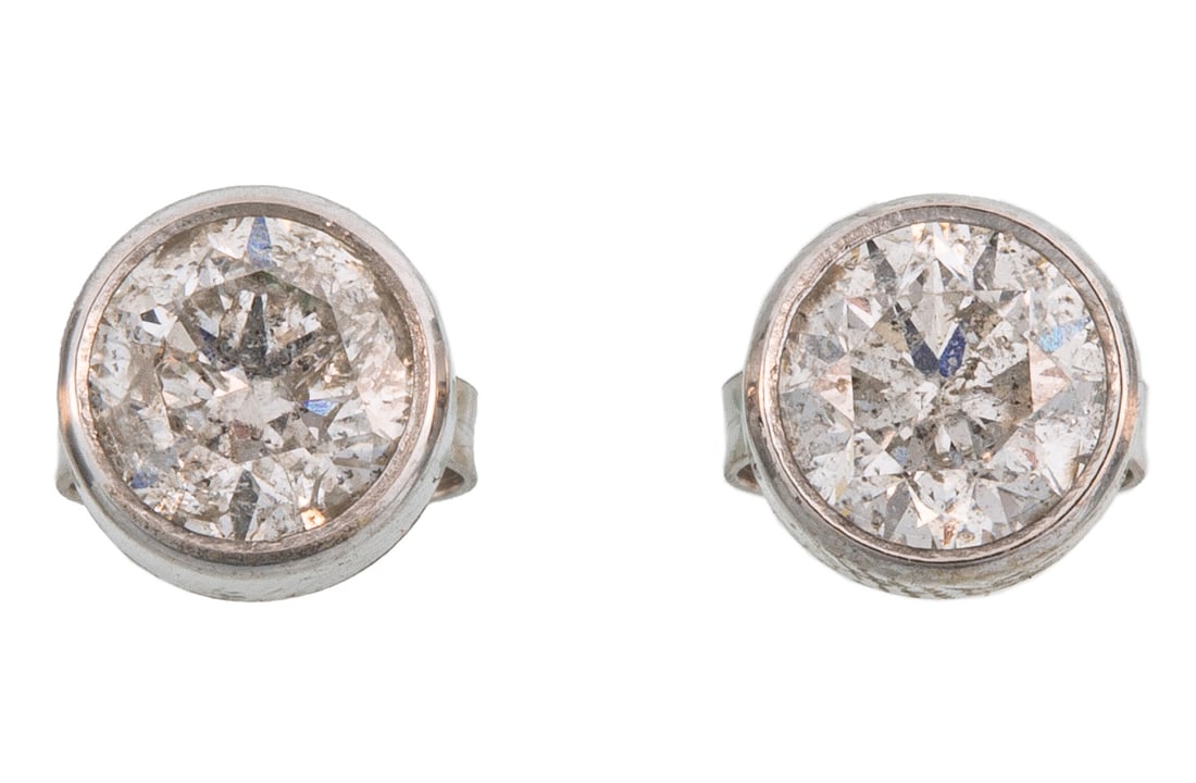 Pair of 14 kt. White Gold, Diamond Stud Earrings (1 of 3)