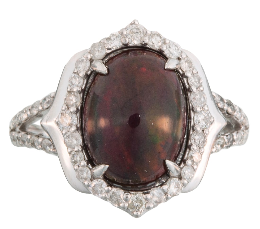 Platinum, Black Opal and Diamond Ring (1 of 6)