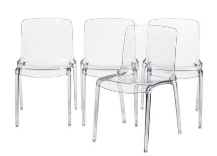 Marcello Ziliani for Casprini Acrylic Chairs: Eight Marcello Ziliani for Casprini Stacking Acrylic Chairs, made in Italy, marked, h. 32 1/2 in., w. 20 in., d. 17 in.