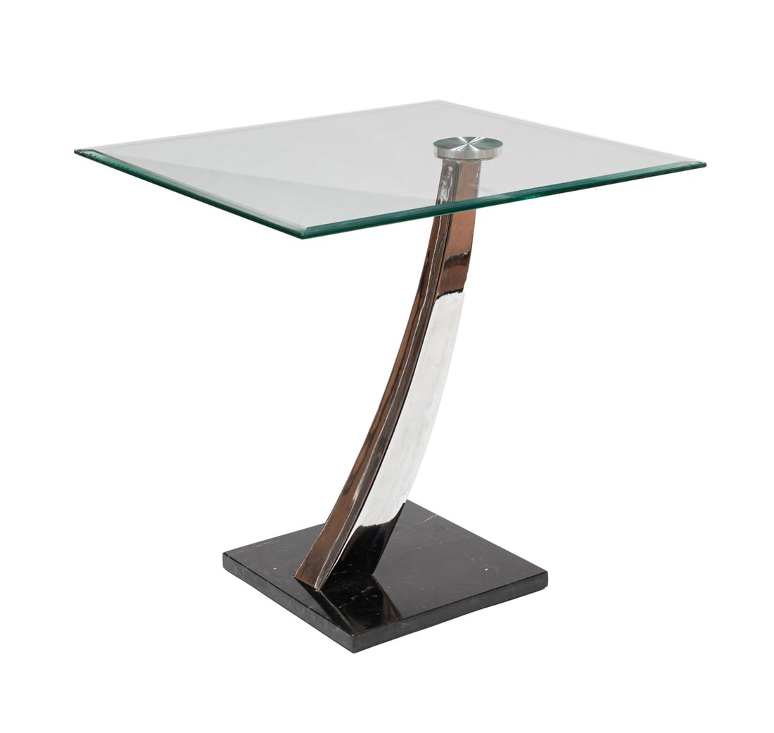 Contemporary Chrome and Metal Side Table (1 of 3)