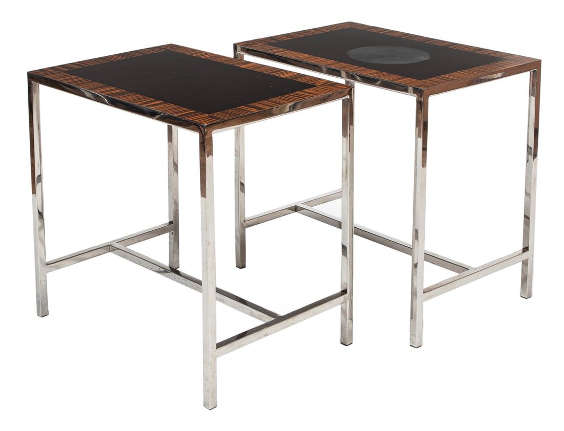 Williams Sonoma Wood and Chrome Side Tables (1 of 4)