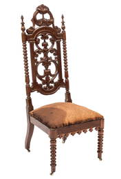 American Rococo Carved Walnut Hall Chair