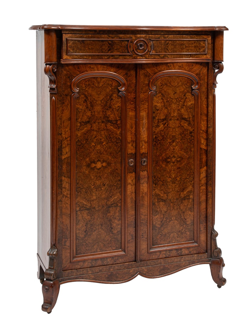 Victorian Circassian Walnut and Burl Cabinet (1 of 5)