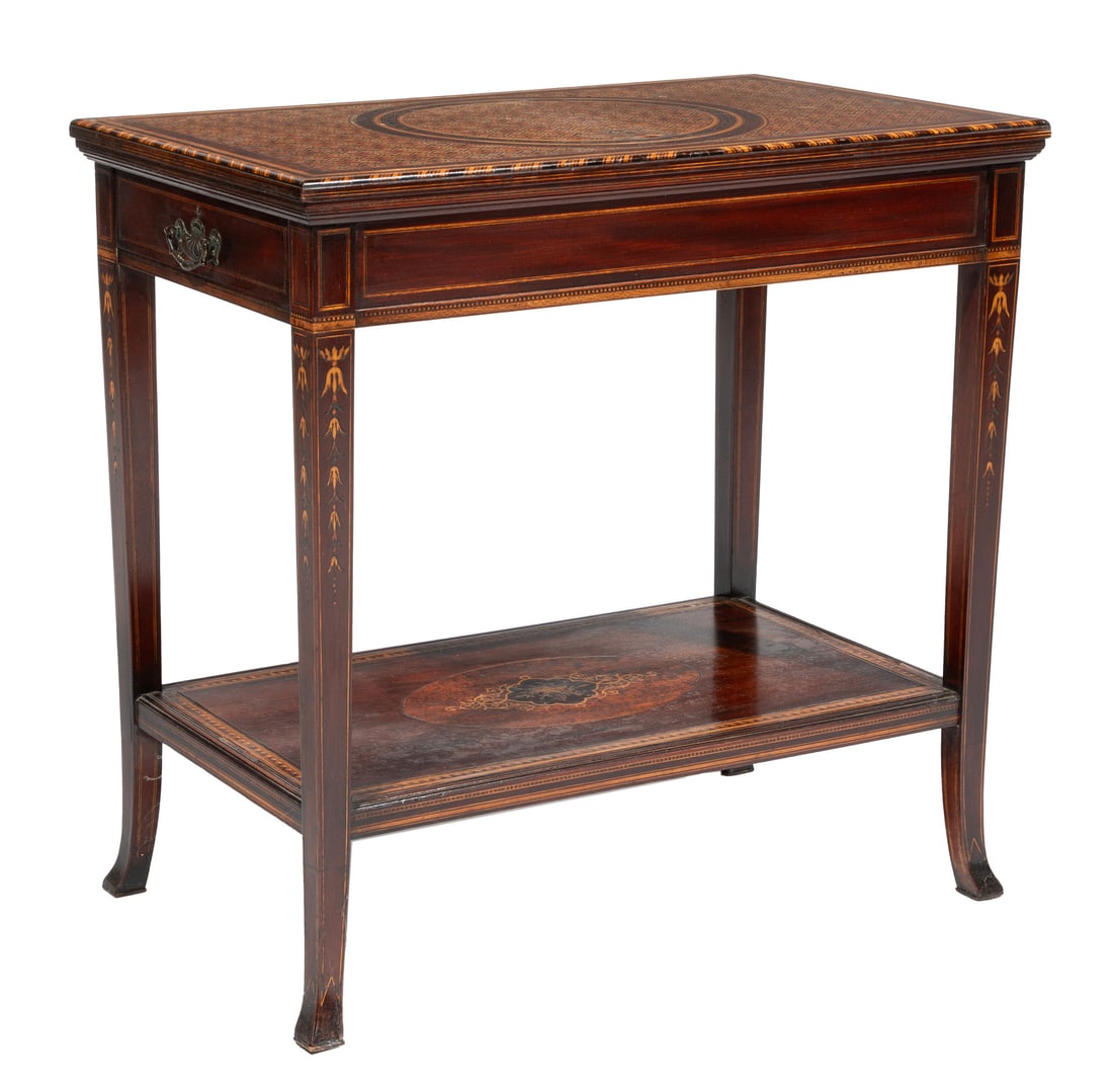 Fine English Ewdwardian Marquetry Side Table (1 of 5)