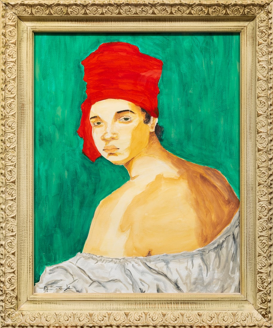 Norman Taylor (American/Louisiana, b. 1993): Norman Taylor (American/Louisiana, b. 1993), "Marie Laveau", gouache and graphite on paper, signed lower left, 20 in. x 16 in., framed, overall 24 in. x 30 in. x 1 1/2 in. Condition: Overall good cond