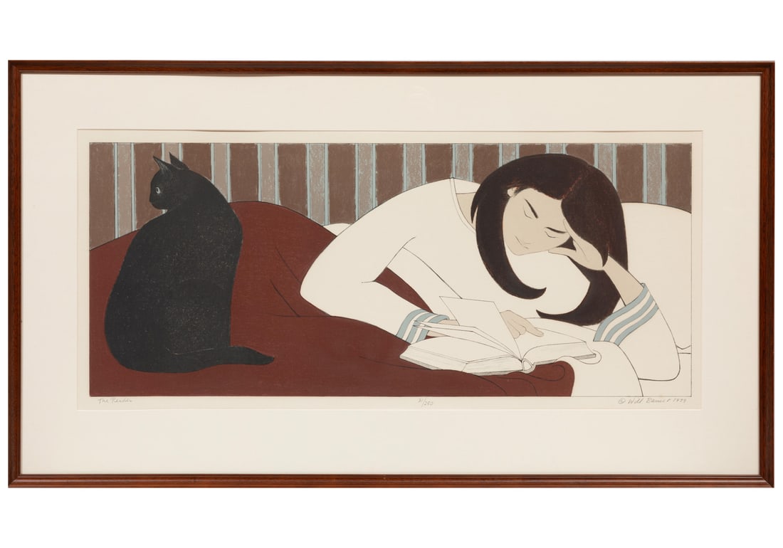 Will Barnet (American/Massachusetts, 1911-2012): Will Barnet (American/Massachusetts, 1911-2012), "The Reader", 1979, lithograph, signed, titled, dated and numbered "31/250" lower margin, label with artist, title, date and edition, artist biography