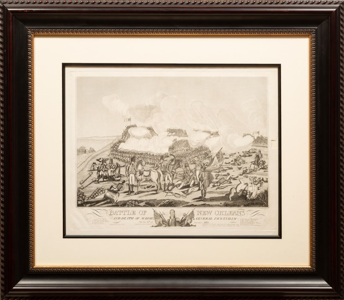 Joseph Yeager (American/Pennsylvania, 1792-1859): Joseph Yeager (American/Pennsylvania, 1792-1859) after William Edward West (American/Kentucky, 1788-1857), "Battle of New Orleans and Death of Major General Packenham on the 8th of January 1815", 1817