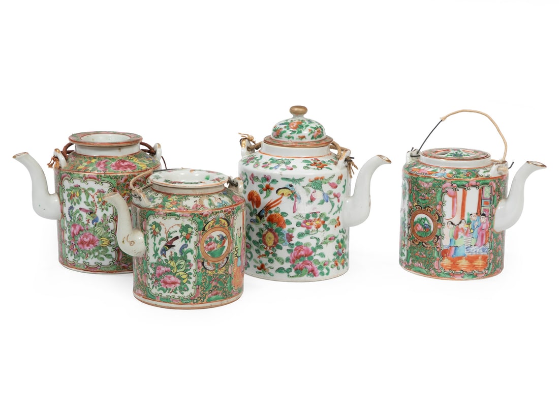 4 Chinese Export Famille Rose Porcelain Teapots (1 of 3)