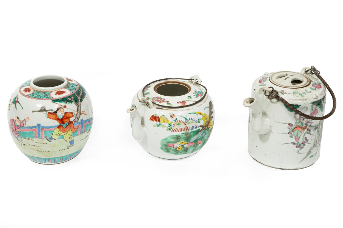 Two Chinese Export Famille Rose Porcelain Teapots (1 of 6)