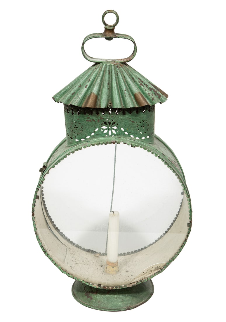 French Green Painted Tin Lantern (1 of 3)