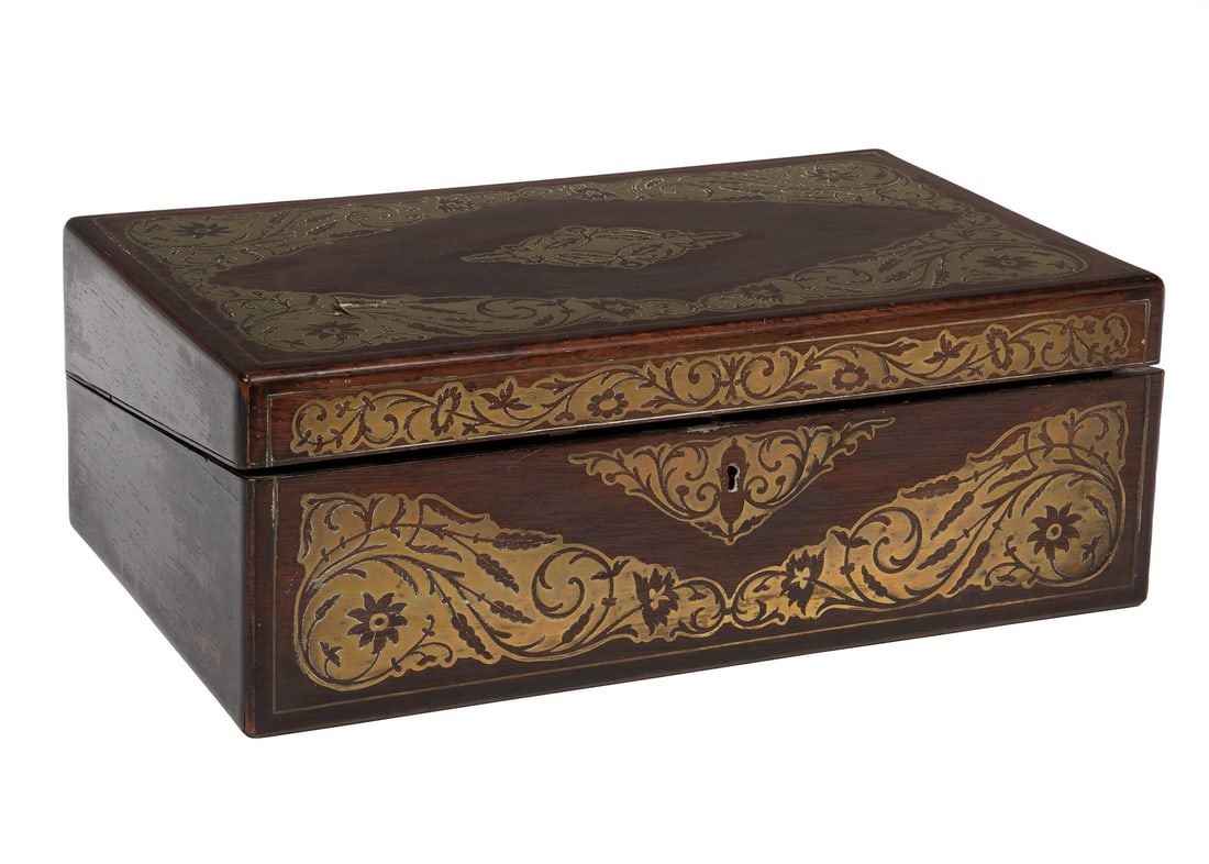 English Regency Brass Inlaid Rosewood Lap Desk (1 of 5)