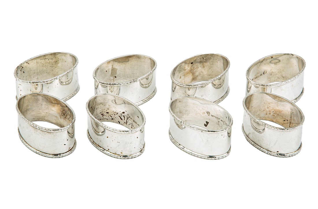 Eight Mexican Sterling Silver Oval Napkin Rings (1 of 4)