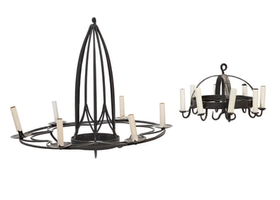 Four American Iron Chandeliers
