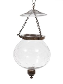 Belgian Etched Glass Hall Lantern