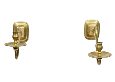 Pair of English Brass Single Light Sconces