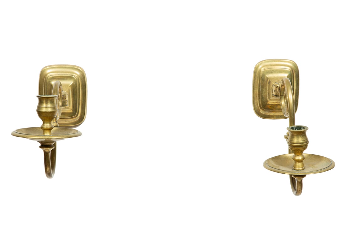 Pair of English Brass Single Light Sconces (1 of 4)