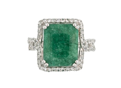 Sterling Silver and Cabochon Emerald Ring